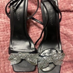 Primark Black Sandals with Silver Bow